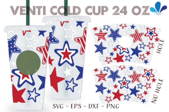 4th of July Star Confetti Venti Wrap SVG