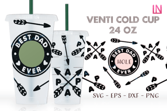 Best Dad Ever Papa Arrow Venti Wrap SVG