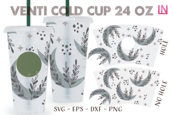 Boho Crescent Moon 24 Oz Venti Cold Cup