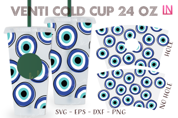 Boho Evil Eye 24 Oz Venti Cold Cup Wrap