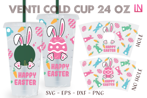 Bunny Happy Easter 24 Oz Venti Cold Cup