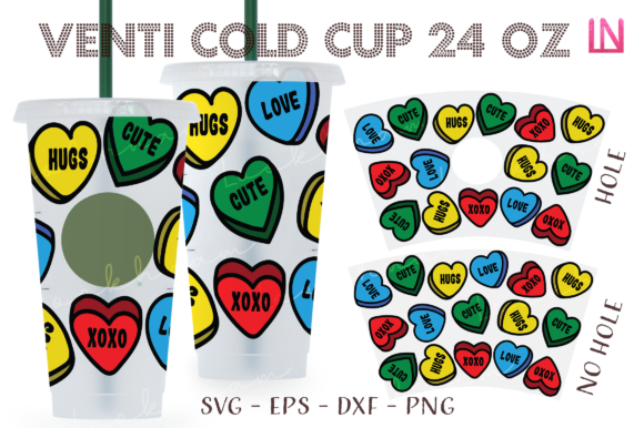 Candy Heart Valentine 24Oz Venti Cup