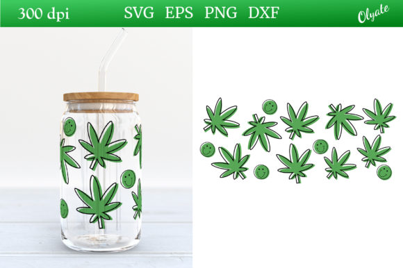 Cannabis Can Glass 16 OZ Wrap.Can Glass