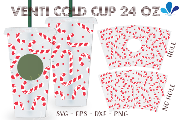 Christmas Candy Cane 24Oz Venti Wrap SVG