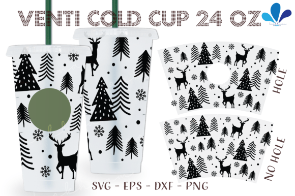 Christmas Reindeer Pattern Venti Wrap