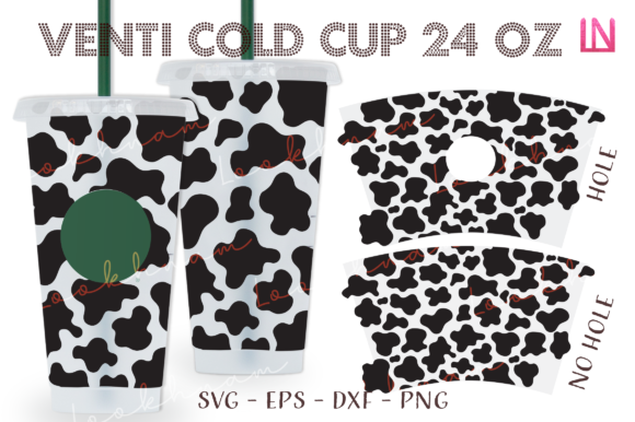 Cow Print 24 Oz Venti Cold Cup Full Wrap