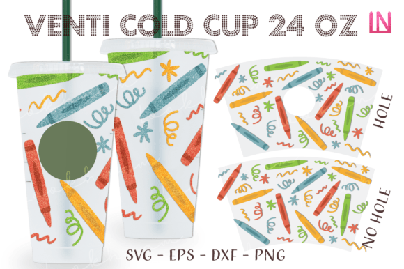 Crayon Doodle Line Venti 24 Oz Wrap SVG