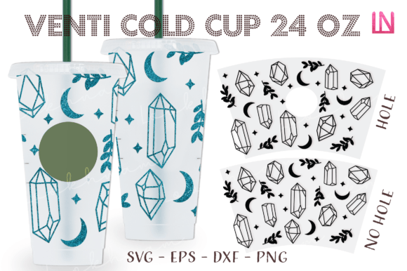 Crystal Moon Leaves 24 Oz Venti Cold Cup