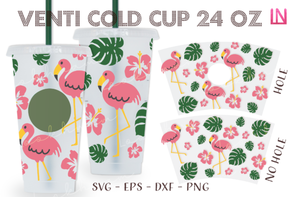Flamingos Monsteras Venti Cold Cup Wrap