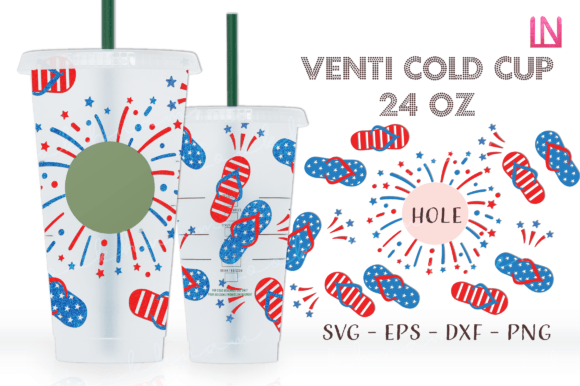 Flip Flops 4th of July Venti Wrap SVG