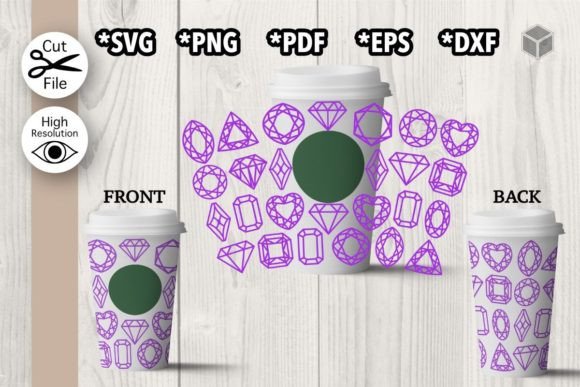Gemstones Hot Cup Wrap Template