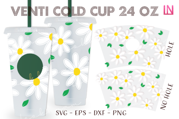 Giant Daisy 24 Oz Venti Cup Full Wrap