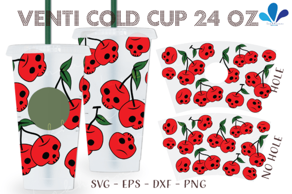 Halloween Skull Cherry Venti Wrap SVG