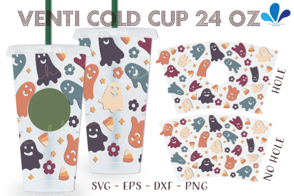 Happy Ghost Retro Halloween Venti Wrap