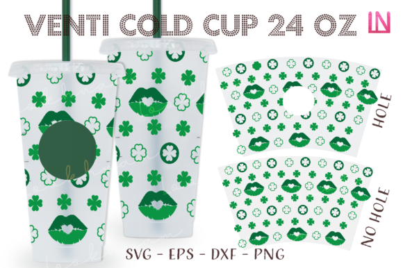 Kiss Clover Seamless 24Oz Venti Cold Cup