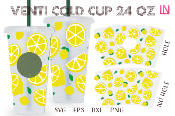 Lemon Seamless 24 Oz Venti Cold Cup Wrap
