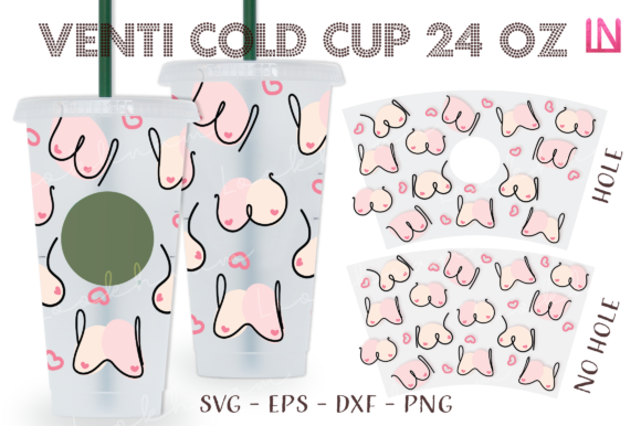Lovely Breast 24 Oz Venti Cold Cup Wrap