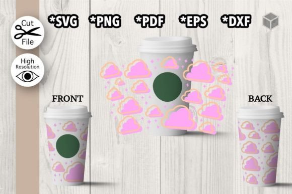 Magical Pink Clouds Hot Cup Wrap Template