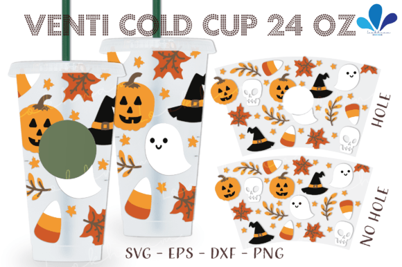 Maple Fall Halloween Ghost Venti Wrap