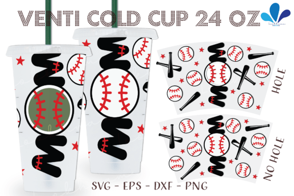 Mom Baseball Team Venti 24 Oz Wrap SVG