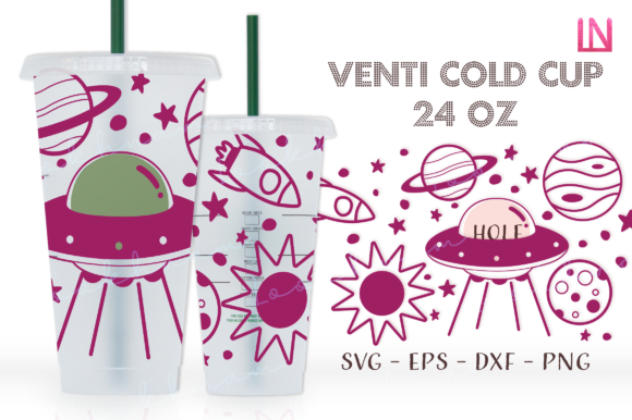 Outer Space 24 Oz Venti Cold Cup Wrap