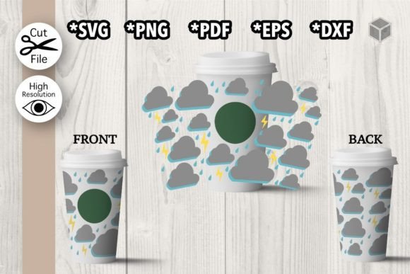 Rainy Storm Clouds Hot Cup Wrap Template