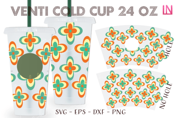 Retro Hippie Flower Venti Cup Wrap