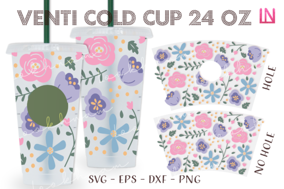 Spring Floral 24 Oz Venti Cold Cup Wrap