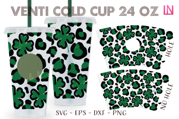 St Patrick Clover Leopard Venti Cup Wrap