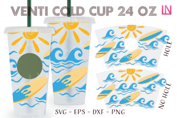 Summer Surf Sunny 24 Oz Venti Cold Cup
