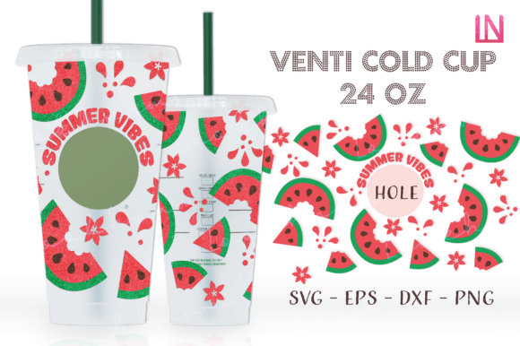 Summer Vibes Watermelon Venti Wrap SVG