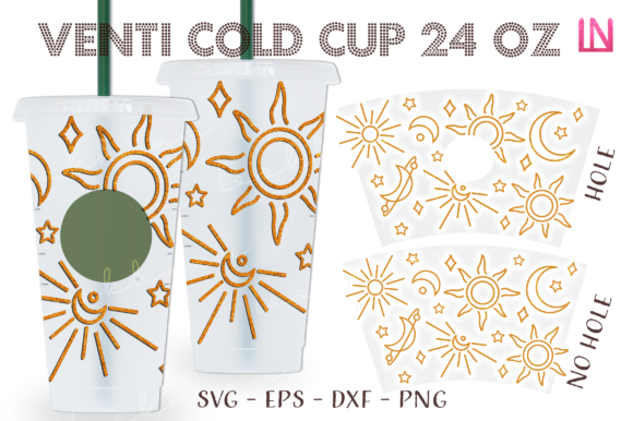 Sun Moon Star 24 Oz Venti Cold Cup Wrap