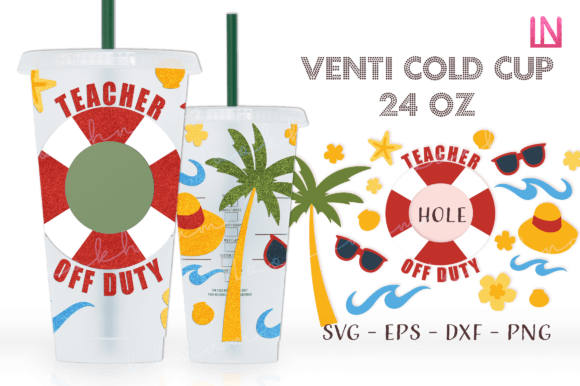 Teacher Off Duty Beach Venti Wrap SVG