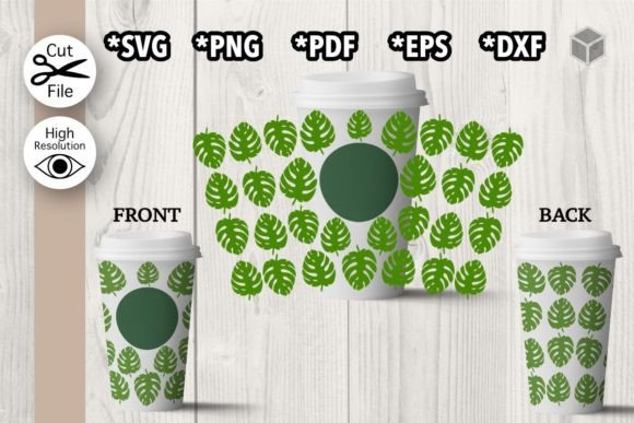 Tropical Leaf Hot Cup Wrap Template