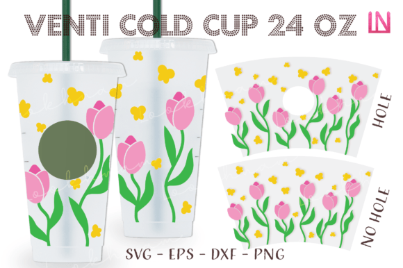 Tulip Flower Butterfly Venti 24 Oz Wrap