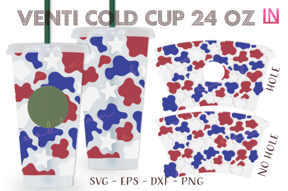 USA Cow Print Venti Cold Cup Full Wrap
