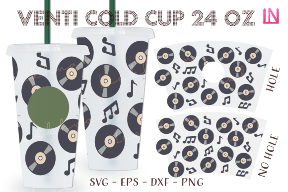 Vinyl Record Music Venti 24 Oz Cup Wrap