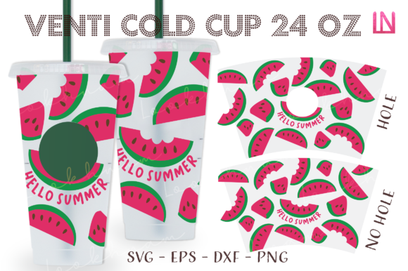 Watermelon Summer 24 Oz Venti Cold Cup
