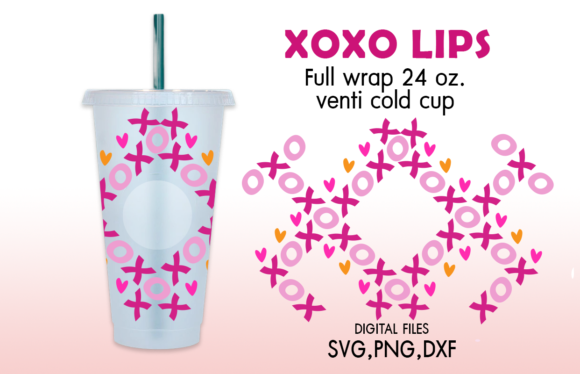 XOXO Lips Venti Cold Cup Wrap Valentine